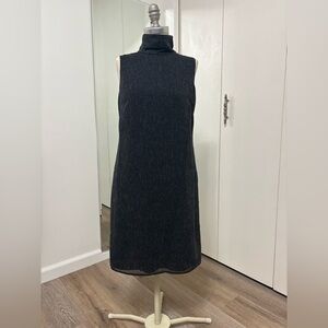 Ann Taylor LOFT Woman Charcoal Sleeveless Mock Neck Shift Dress Size 4